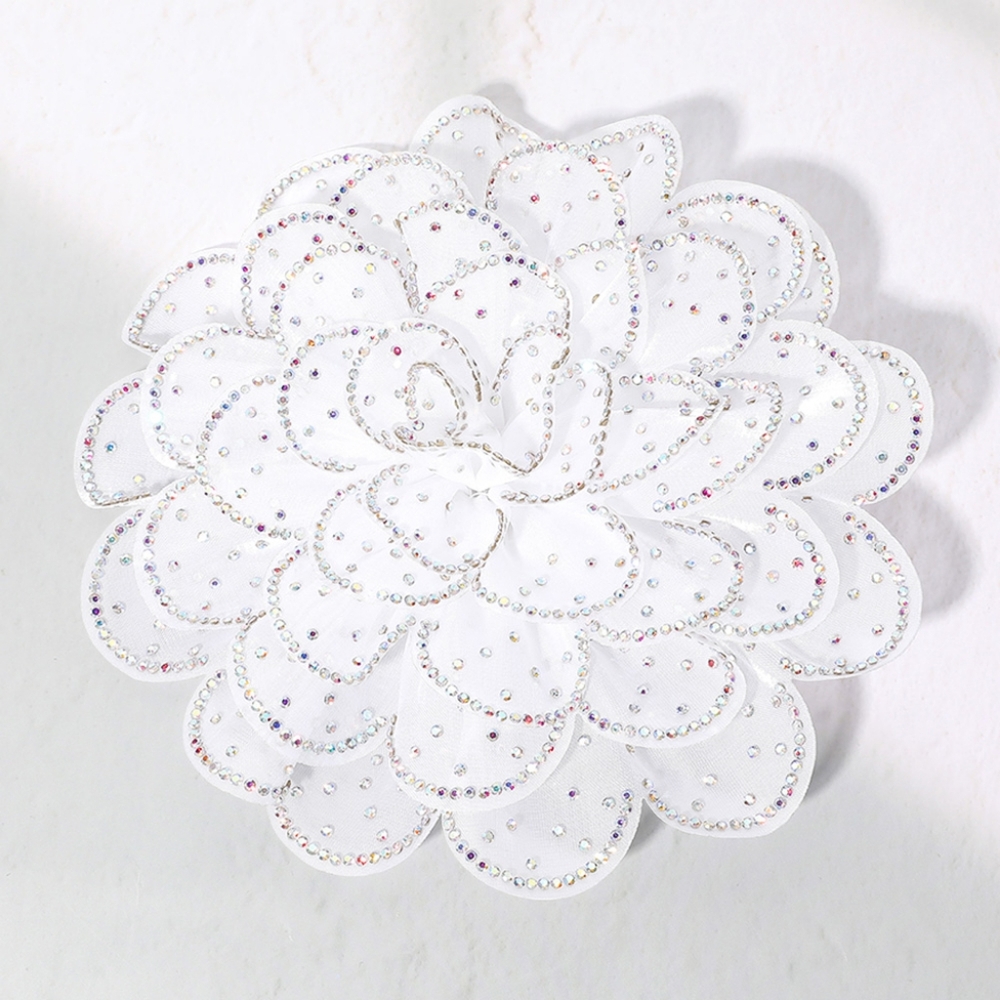 Abalone Rhinestone Flower Brooch 5.5" Pin Pendant Hairpin Statement Accessory